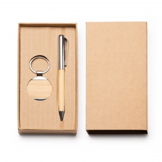 Paulov Set - Pen and key ring made of bamboo with metallic details. 
