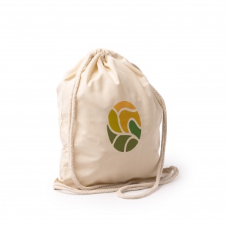 Canea - Drawstring backpack, made of cotton-like RPET polyester with 150 gsm.