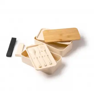 Janex - Lunch box with two compartments and a bamboo lid. 