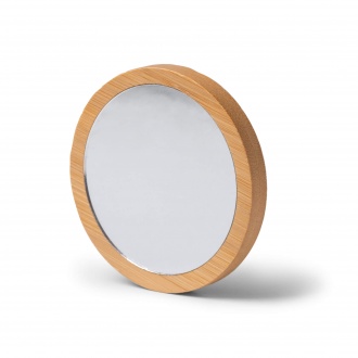 Mondo - Pocket mirror with bamboo back. Packaged in a box designed with the environment in mind.