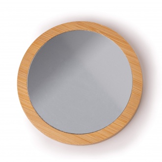 Mondo - Pocket mirror with bamboo back. Packaged in a box designed with the environment in mind.