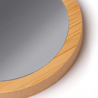 Mondo - Pocket mirror with bamboo back. Packaged in a box designed with the environment in mind.