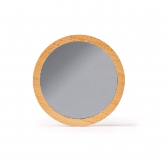 Mondo - Pocket mirror with bamboo back. Packaged in a box designed with the environment in mind.