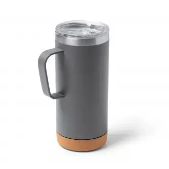 BEYRON - Kubek termiczny ze stali nierdzewnej z recyklingu z korkową podstawą, 600ml