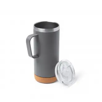 BEYRON - Kubek termiczny ze stali nierdzewnej z recyklingu z korkową podstawą, 600ml