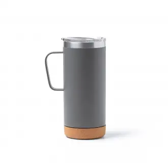 BEYRON - Kubek termiczny ze stali nierdzewnej z recyklingu z korkową podstawą, 600ml
