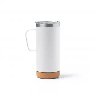 Beyron - Double wall metal glass with cork bottom and transparent safety lid. Capacity: 600 ml. 