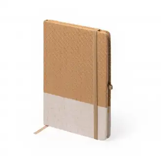 Bert - A5 format notebook with a hard cover made of natural straw and cotton.