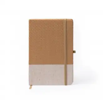 Bert - A5 format notebook with a hard cover made of natural straw and cotton.