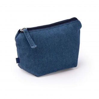 Wesly - A cosmetic bag made of recycled denim with a matching zipper.
