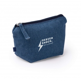 Wesly - A cosmetic bag made of recycled denim with a matching zipper.