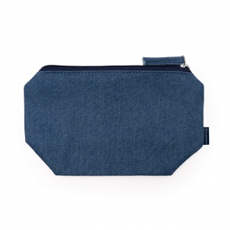 Wesly - A cosmetic bag made of recycled denim with a matching zipper.