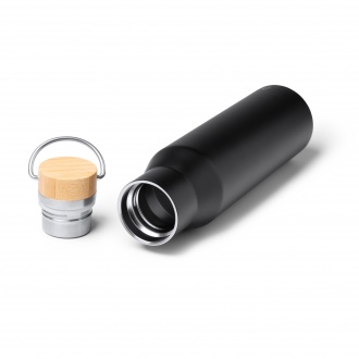 Meyer - Thermos made of 304 stainless steel with double walls with bamboo cap. Capacity: 550 ml. 