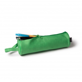 Sango - Cylindrical pencil case made of RPET material with a zipper.