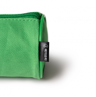 Sango - Cylindrical pencil case made of RPET material with a zipper.