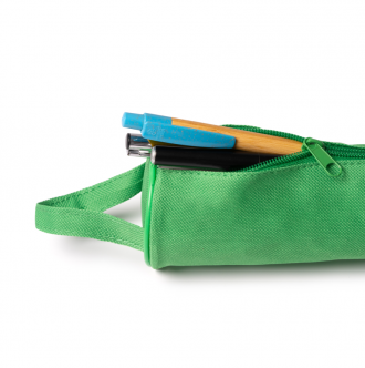 Sango - Cylindrical pencil case made of RPET material with a zipper.