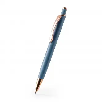 Perla - Pen with matte metal construction and copper finish details. Jumbo refill with blue ink.