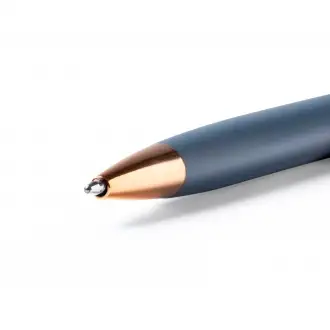 Perla - Pen with matte metal construction and copper finish details. Jumbo refill with blue ink.