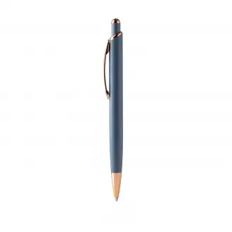 Perla - Pen with matte metal construction and copper finish details. Jumbo refill with blue ink.