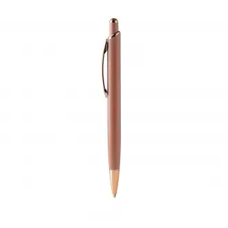 Perla - Pen with matte metal construction and copper finish details. Jumbo refill with blue ink.