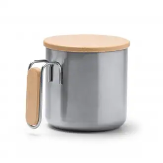 Rimor - Mug made of recycled stainless steel with bamboo details.