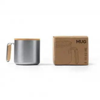 Rimor - Mug made of recycled stainless steel with bamboo details.