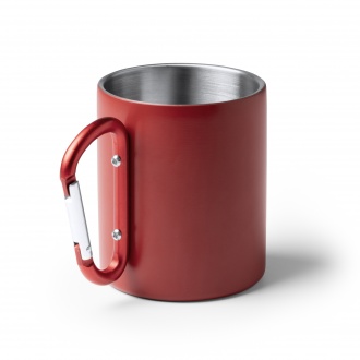 Nasik - Stainless steel mug with matte finish with snap hook. 