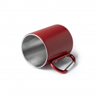 Nasik - Stainless steel mug with matte finish with snap hook. 