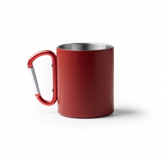 Nasik - Stainless steel mug with matte finish with snap hook. 
