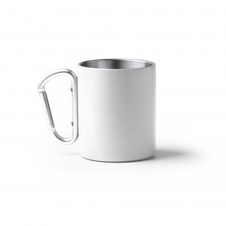 Nasik - Stainless steel mug with matte finish with snap hook. 