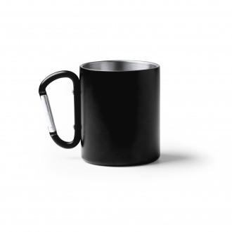 Nasik - Stainless steel mug with matte finish with snap hook. 