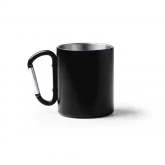 Nasik - Stainless steel mug with matte finish with snap hook. 
