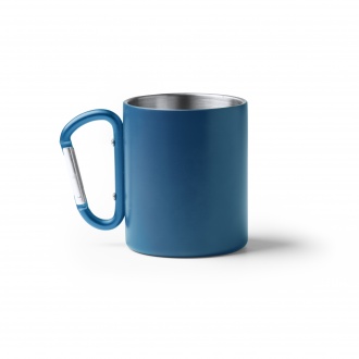 Nasik - Stainless steel mug with matte finish with snap hook. 