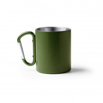 Nasik - Stainless steel mug with matte finish with snap hook. 