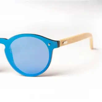 Colton - Sunglasses with mirrored lenses and bamboo temples.
