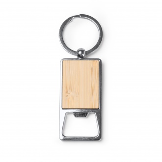 Benur - Key ring/opener made of bamboo and chrome-plated metal
