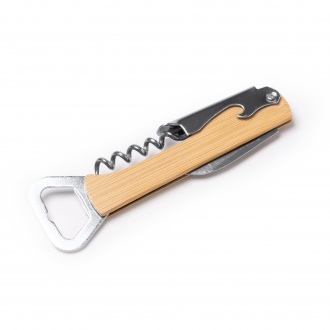Saipan - Opener made of stainless steel, classic corkscrew with bamboo handle