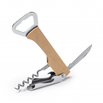 Saipan - Opener made of stainless steel, classic corkscrew with bamboo handle