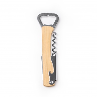 Saipan - Opener made of stainless steel, classic corkscrew with bamboo handle