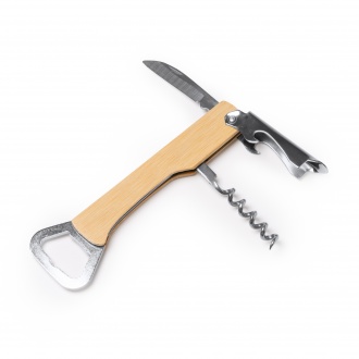 Saipan - Opener made of stainless steel, classic corkscrew with bamboo handle