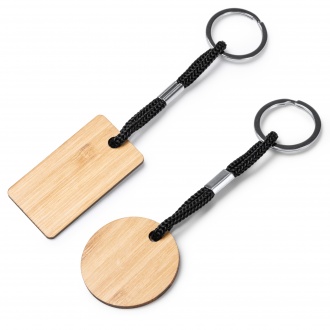 Yeste - Wooden keyring in two designs with resistant polyester cord