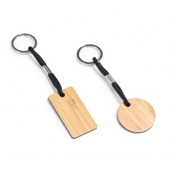 Yeste - Wooden keyring in two designs with resistant polyester cord