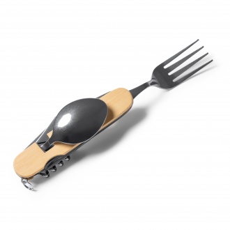Diyon - Multifunctional cutlery set with bamboo construction and stainless steel accessories