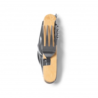 Diyon - Multifunctional cutlery set with bamboo construction and stainless steel accessories