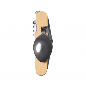Diyon - Multifunctional cutlery set with bamboo construction and stainless steel accessories