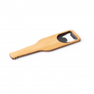 Pilsen - Bottle-shaped opener made of bamboo and metal with magnet.