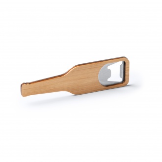 Pilsen - Bottle-shaped opener made of bamboo and metal with magnet.