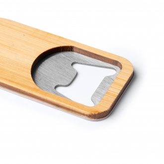 Pilsen - Bottle-shaped opener made of bamboo and metal with magnet.
