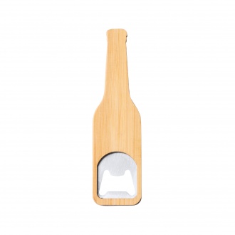 Pilsen - Bottle-shaped opener made of bamboo and metal with magnet.