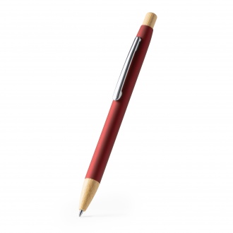 Verso - Metal pen with rubber finish with button and bamboo details.